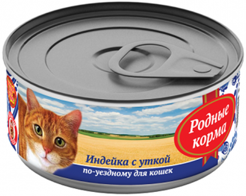 Консервированный корм для кошек "Индейка с Уткой по-Уездному", банка 410 гр